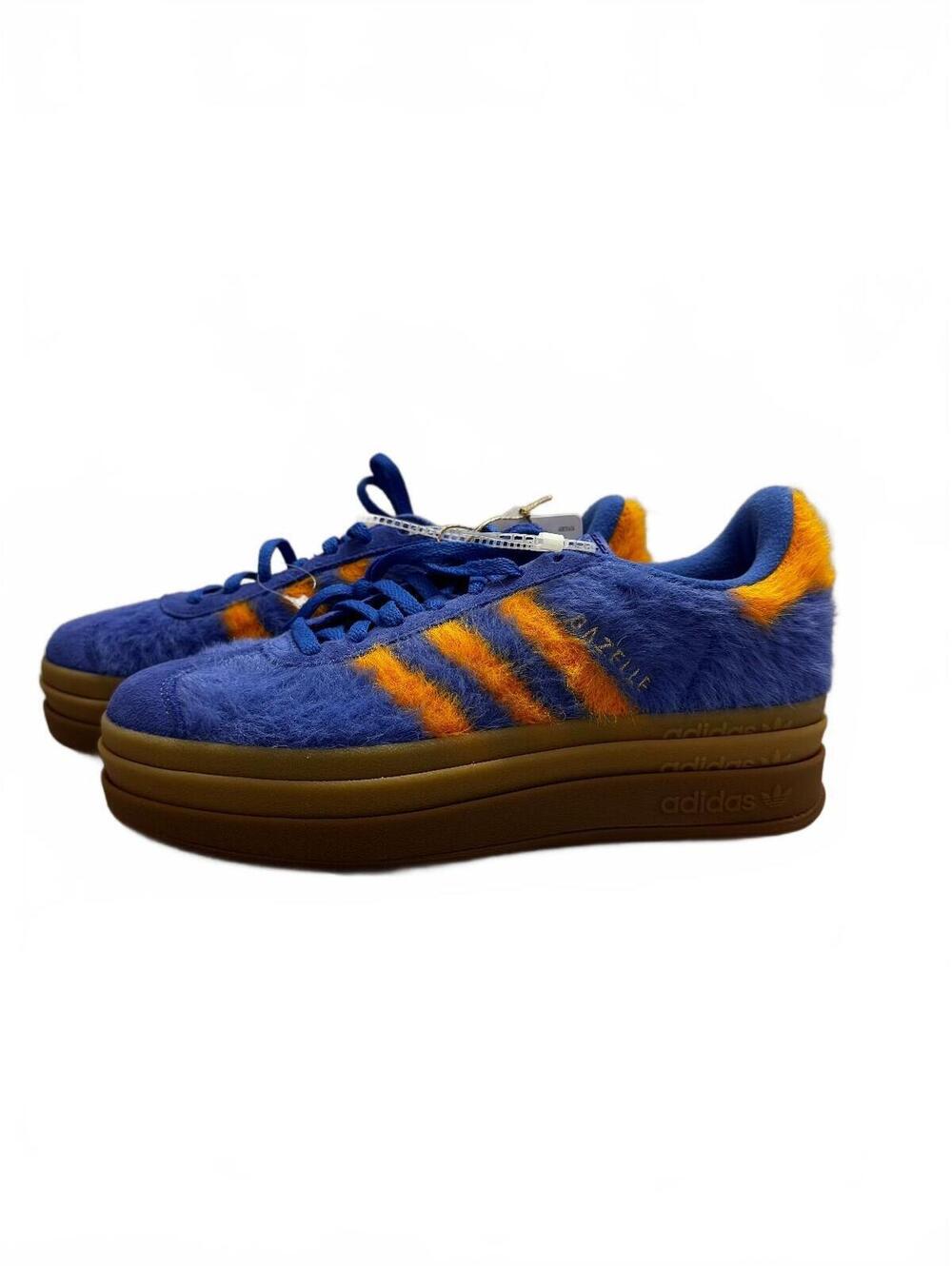 Adidas Gazelle Bold Blue and Orange Furry Sneakers